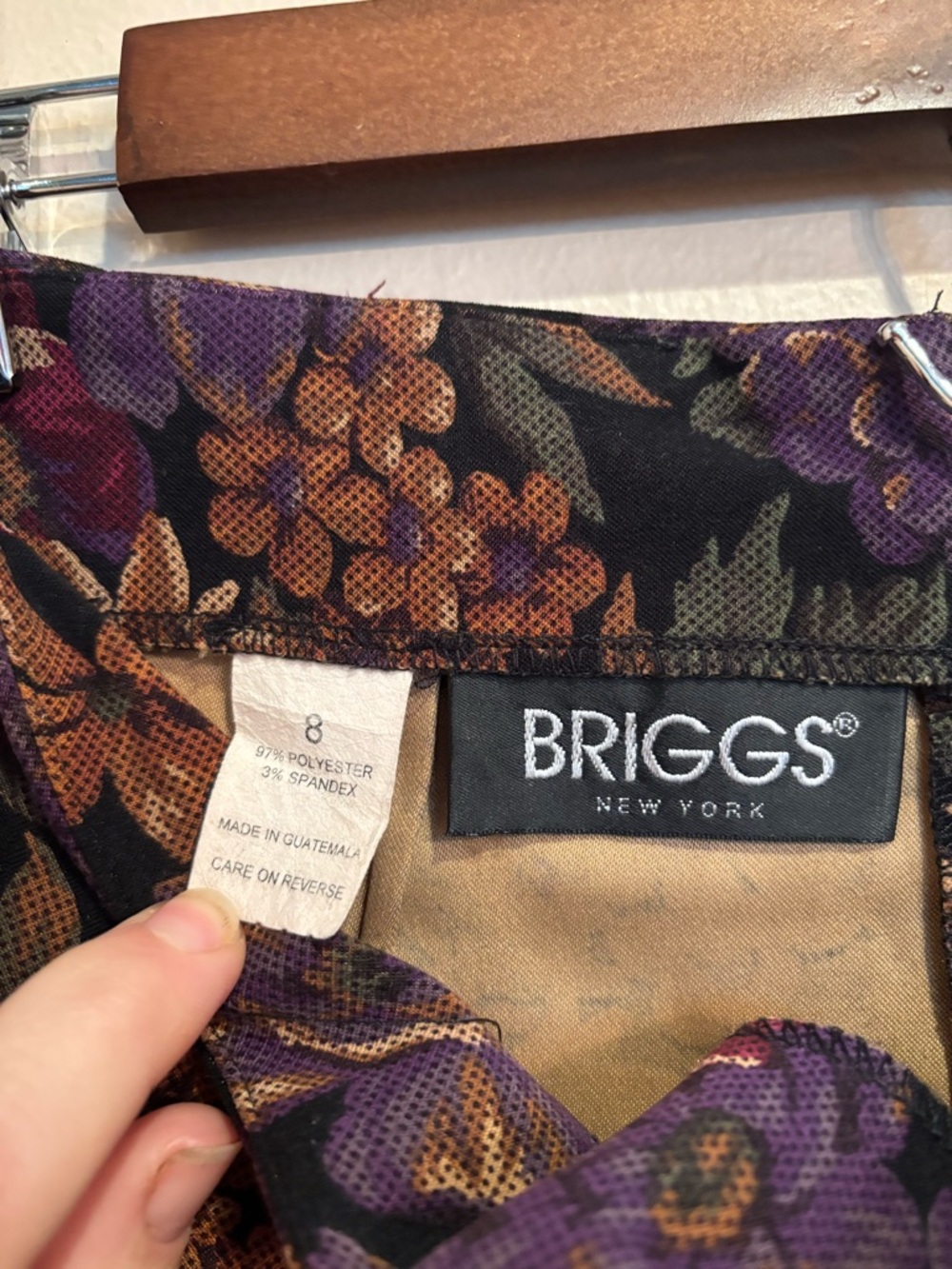 Vintage Briggs NY Fall Floral Boho Pencil Skirt, Deep Colors of Plum, Pine, Gold - Picture 5 of 6